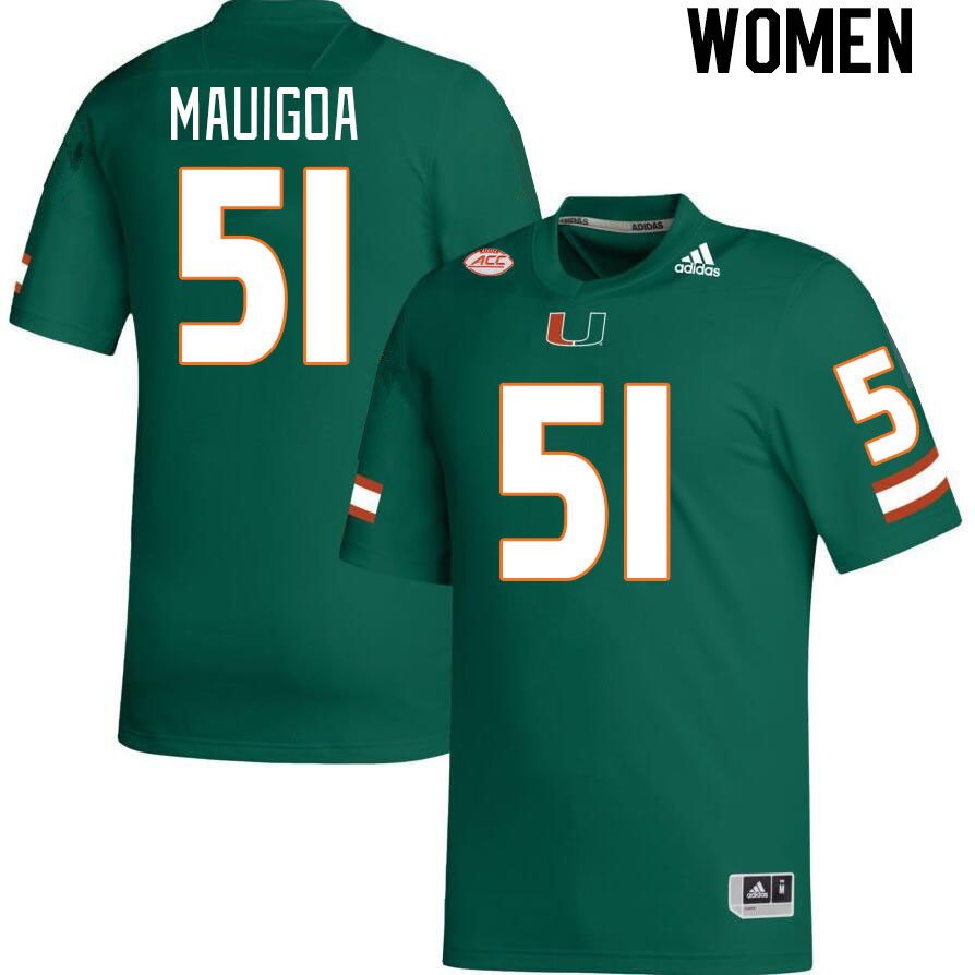 Women #51 Francisco Mauigoa Miami Hurricanes College Football Jerseys Stitched-Green